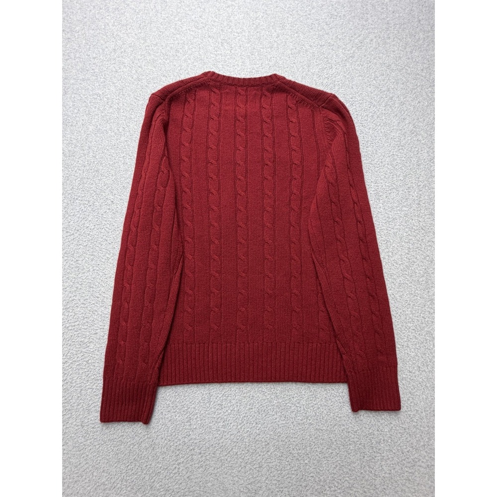 Eddie Bauer Sweater Mens Medium Red 100% Cashmere Cable Knit Crewneck Pullover - Picture 6 of 7